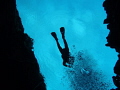   This shot diver above me was taken clearest coldest water have ever dived Silfra Iceland. called dive between continents inland crack American European tectonic plates filled glacial wate Iceland  